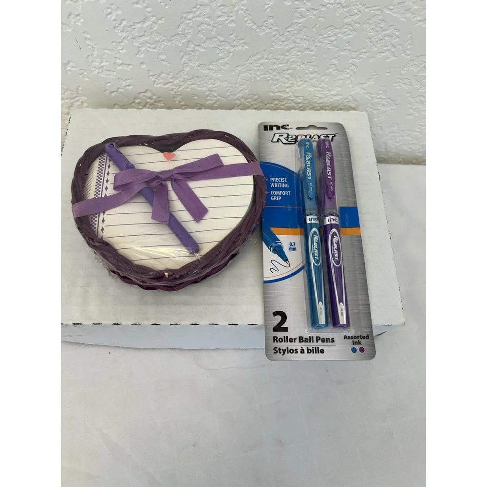 Vintage NOS Prop Graphomana USA Heart Notepad Wicker INC R2 Blast Roller Ball‎